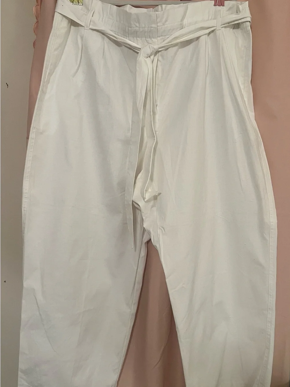 NWT J. Crew High-Rise White Paperbag Tie-Waist Pants
